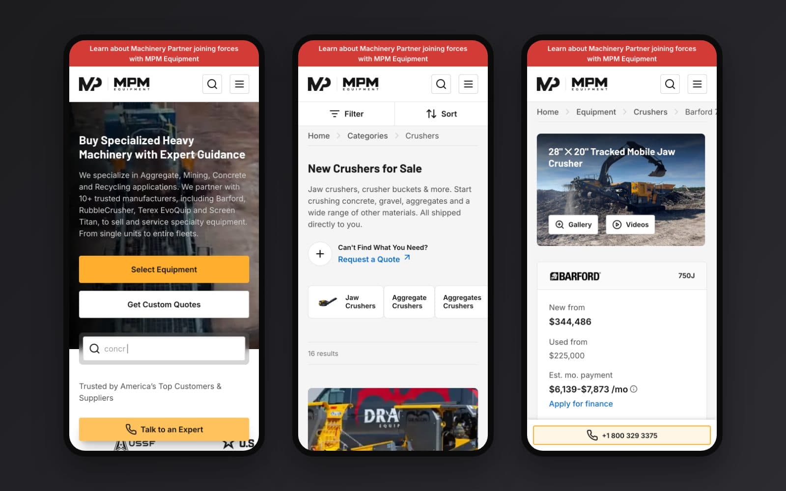 Heavy Machinery mobile-first